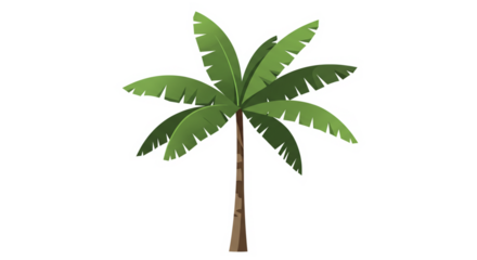Cartoon Palm Tree Illustration Green Fronds Brown Trunk Simple Style.