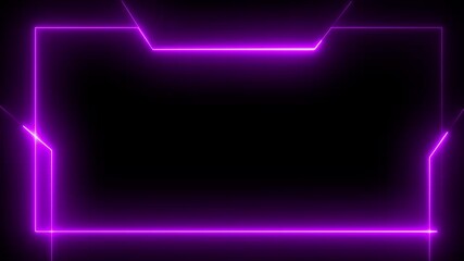4k Glowing neon text frame animation box frame. future concept overlay  box frame neon frame on black background....