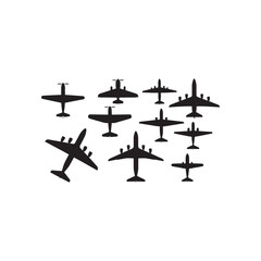 Illustration of a group of airplanes flying in formation, creating a dynamic and powerful visual