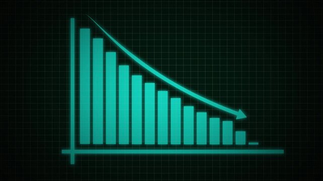 Down business graph icon Animated. business or finance loss concept icon on background 4k video animation.....