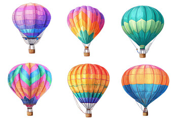Fototapeta premium Colorful Hot Air Balloons Floating in Clear Sky Bright and Vibrant Outdoor Scene