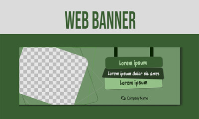 Web banner template with minimal modern design. The template is designed with shades of green.