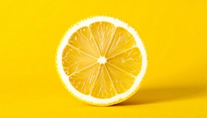 Lemon Half on Yellow Background with Geometric Symmetry and Vibrant Contrast