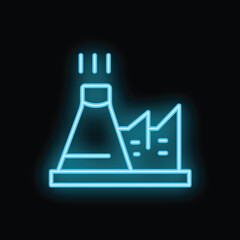 Neon sign representing a polluting factory emitting smoke, a symbol of heavy industry