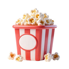 Movie Night Popcorn Snack Bucket 3D Render Icon Illustration Cute Cartoon Style Design