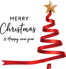 Elegant Ribbon Christmas Tree Holiday Greeting Card