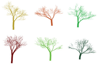 Set of four trees , set of trees, tree vector, set of trees vector