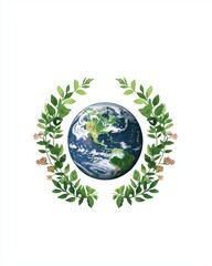 Obraz premium Earth Surrounded by Greenery: Environmental Conservation and Sustainability