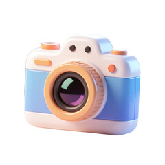 Retro Vintage Camera Symbol 3D Render Icon Illustration Cute Cartoon Style Digital Object Device Blue