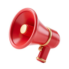 Red Megaphone Bullhorn Communication Device 3D Render Icon Illustration Cute Cartoon Style Minimalist Design Object