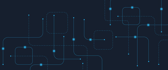 Abstract digital AI circuit board background with tech icons. Digital technology motherboard texture design. Engineering circuit board concept for poster, header, banner, website, presentation