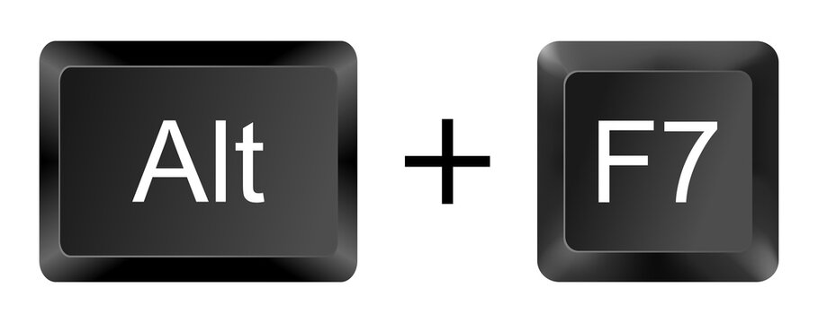 Alt + F7 Keyboard Shortcut Key Icon on White Background