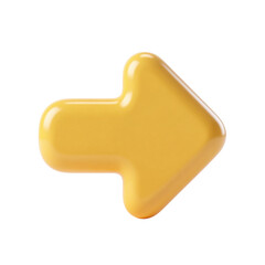 Yellow Arrow Symbol 3D Render Icon Illustration Cute Cartoon Style Shiny Plastic Clay Element