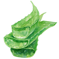 水彩で描いたアロエの断面のイラスト