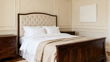 Bedroom with wooden bed and nightstands