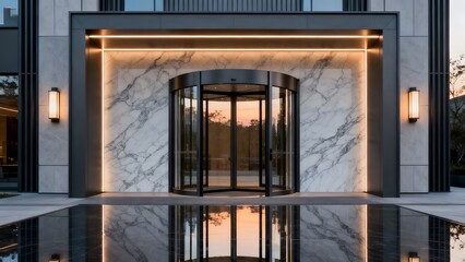 Obraz premium Modern building entrance with marble and glass