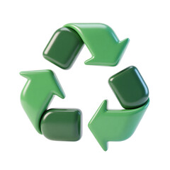 Recycling Symbol Green Arrow Sign 3D Render Icon Illustration Cute Cartoon Style Environment Conservation
