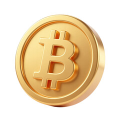 Gold Bitcoin Crypto Currency Coin Token 3D Render Icon Illustration Cute Cartoon Style Isolated Object