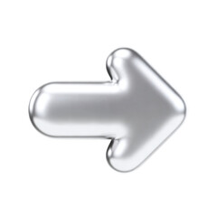Silver Plain Rightwards Direction Arrow Glossy 3D Render Icon Illustration Cute Cartoon Style Design