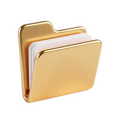 Plain Golden Open Folder Icon 3D Render Icon Illustration Cute Cartoon Style Digital Object Design Element