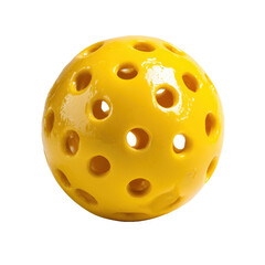 Bright yellow pickleball with holes png sport png paddle png game png ball png court png equipment png plastic png training png recreation png transparent background image