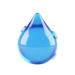 Glossy Blue Water Drop Raindrop Fluid Element 3D Render Icon Illustration Cute Cartoon Style
