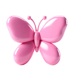 Cute Pink Minimalist Butterfly Insect 3D Render Icon Illustration Cute Cartoon Style Vector Graphic Symbol