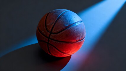 Basketball under colored light