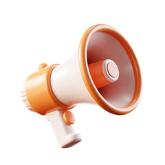 Orange and White Megaphone Bullhorn Communication Announcement Loudspeaker 3D Render Icon Illustration Cute Cartoon Style