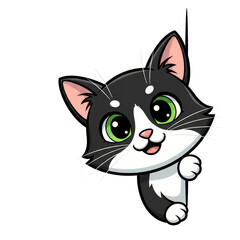 Obraz premium Charming cartoon cat with an endearing expression isolated on transparent canvas