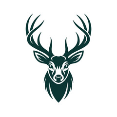 Naklejka premium Deer Head Logo, Stag Antlers Icon, Majestic Buck Symbol, Antlered Deer Mark, Forest Stag Design, Elegant Reindeer Graphic, Wildlife Trophy Emblem, Noble Elk Logo, Royal Antler Icon, Graceful Deer Symb