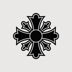 Ornate Cross Logo, Gothic Cross Icon, Fleur Cross Symbol, Religious Emblem Mark, Christian Cross Design, Heraldic Crucifix Graphic, Medieval Faith Emblem, Sacred Cross Logo, Pattee Icon, Ornamental Sy