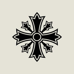 Ornate Cross Logo, Gothic Cross Icon, Fleur Cross Symbol, Religious Emblem Mark, Christian Cross Design, Heraldic Crucifix Graphic, Medieval Faith Emblem, Sacred Cross Logo, Pattee Icon, Ornamental Sy