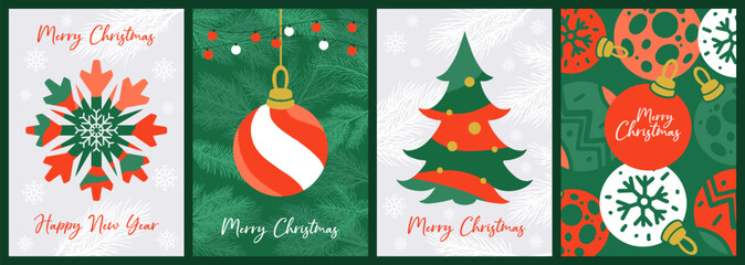 Colorful festive Christmas cards