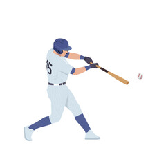 Baseball Batter Hitting Ball. Flat vector illustration isolated on white background