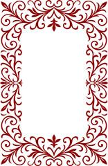 Elegant Red Ornate Frame with Floral Scrollwork, page cover, page border, glass decoration corner design, mosaic, tiles, carpet decoration.
