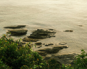 Beautiful natural picture with nice sky and blue ocean, beautiful bay and lighthouse, nice rock, blue sea with mountain on horizontal 