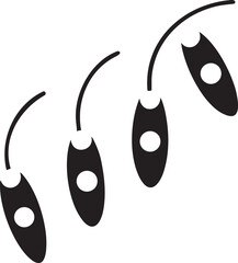 Stylized illustration of four glowing seed pods on thin stems