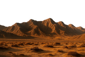 Naklejka premium Expansive martian landscape with red rocks and distant rugged mountains under a black sky isolated on transparent background
