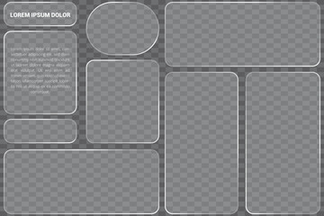Collection of realistic transparent screen mockups for digital devices and interfaces
