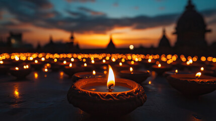 The Illuminated Festival of Lights showcases Traditional Diyas at Dusk, creating warmth and joy