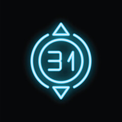 Bright neon light showing number thirty one, ideal for new year's eve or halloween party invitation