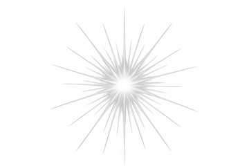 Light effect star burst with glowing sunburst rays and sparkling flare element, transparent background