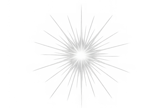 Light effect star burst with glowing sunburst rays and sparkling flare element, transparent background