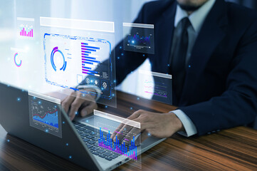 AI logistic dashboard showing real-time supply chain data and transport analytics managed through smart virtual interface.