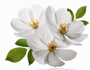 Obraz premium flying white flowers isolated on white background cutout