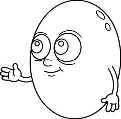 Friendly Cartoon Potato Character with Waving Hand and Expressive Eyes, Smiling and Welcoming, Ideal for Food-Themed Coloring Books and Educational Materials