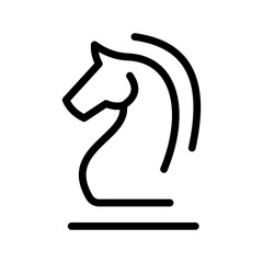 Chess knight strategy icon, tactical move planning outline