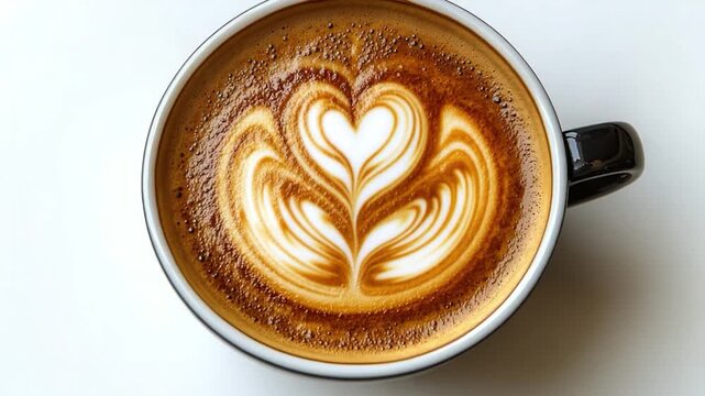 A heart-shaped design on top of a cup filled with steaming hot coffee, perfect for Valentine's Day or as a romantic gesture