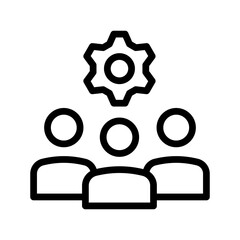 Team settings icon, group management gear outline